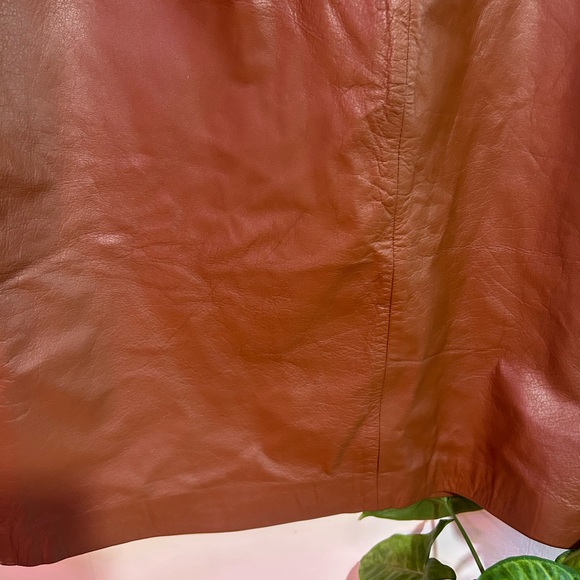 Brown Genuine Leather Skirt - Picture 3 of 10